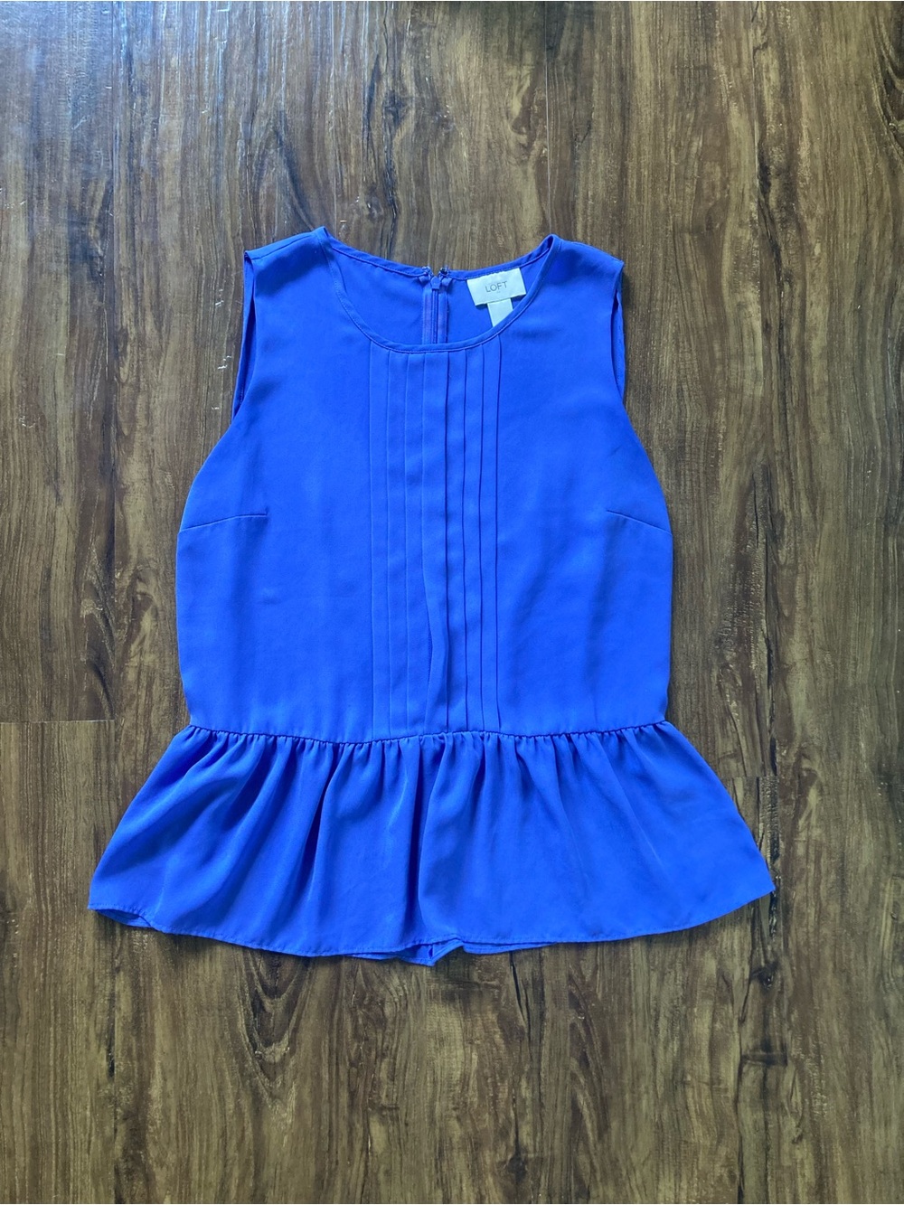 LOFT Purple Pleated Peplum Top Size Small